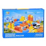 JOKO Magnetické kocky, Magnetická Vlaková autodráha 147ks s Vláčikom na batérie, USB nabíjačka