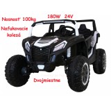 JOKO Elektrické autíčko Buggy ATV STRONG Racing 180W 24V, nosnosť 100kg, brzdový pedál, Dvojmiestne, nafukovacie kolesá, biele