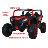 JOKO Elektrické autíčko Buggy ATV STRONG Racing 180W 24V, nosnosť 100kg, brzdový pedál, Dvojmiestne, nafukovacie kolesá, červené