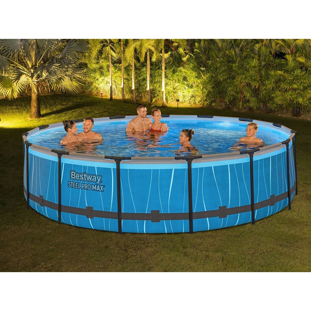 Bestway 561GD Bazén s Kovovou Konštrukciou Steel Pro Max 457x107cm a filtračným čerpadlom + LED svetlo na diaľkové ovládanie, pl