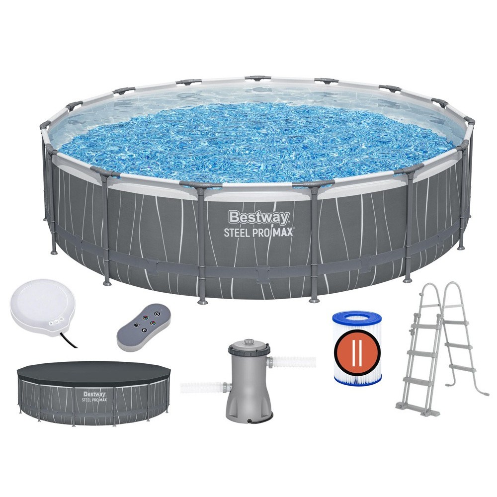 Bestway 561GD Bazén s Kovovou Konštrukciou Steel Pro Max 457x107cm a filtračným čerpadlom + LED svetlo na diaľkové ovládanie, pl