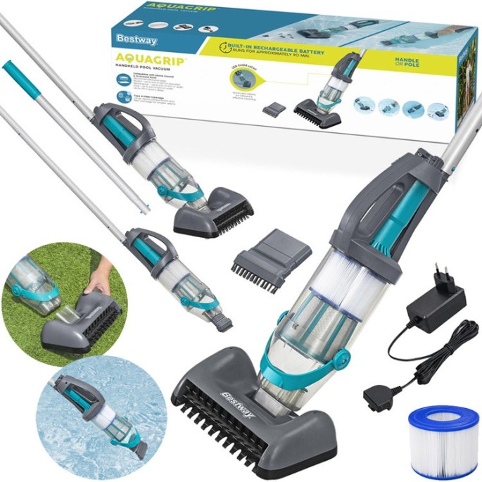Bestawy 58946 Ručný Bazénový Vysávač AquaGrip Cordless Handheld Pool Vacuum Cleaner Bezdrôtový + 2 hlavice