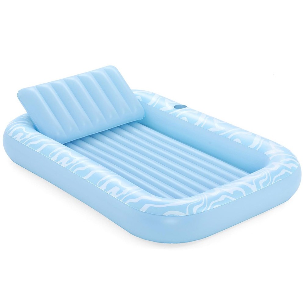 Bestway 43838 Nafukovací Matrac Sun-Kissed™ 214x155cm s vankúšom + držiak na pohár, nosnsoť 100kg, modrý