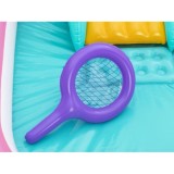 Bestway 53175 Detský Nafukovací Bazén Motýľ so šmýkačkou, loptičkami a sieťkou 180x180x117cm, ružový
