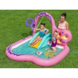 Bestway 53175 Detský Nafukovací Bazén Motýľ so šmýkačkou, loptičkami a sieťkou 180x180x117cm, ružový