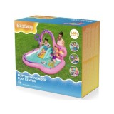 Bestway 53175 Detský Nafukovací Bazén Motýľ so šmýkačkou, loptičkami a sieťkou 180x180x117cm, ružový