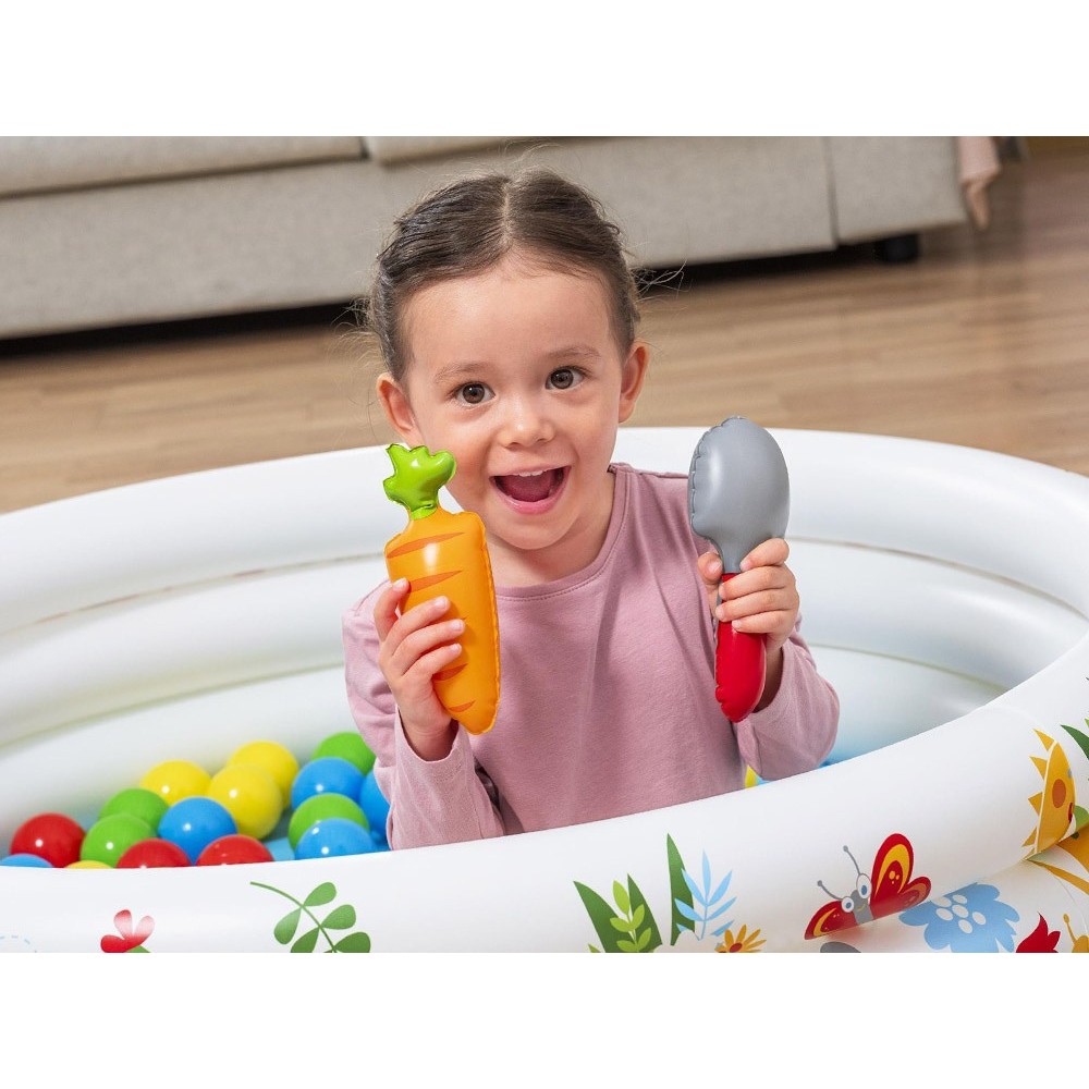 Bestway 52466 Detský Nafukovací Bazén Malý Záhradník s loptičkami 50ks + Nafukovacie hračky 102x25cm
