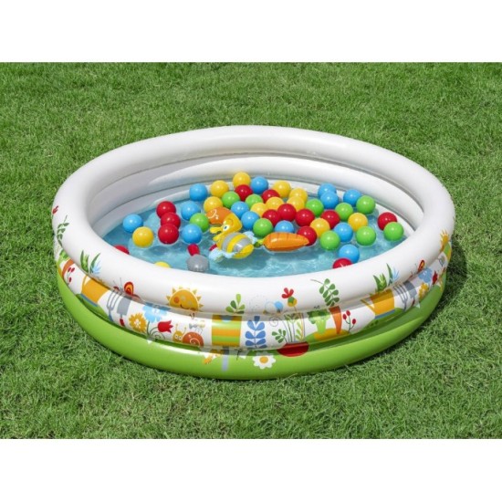 Bestway 52466 Detský Nafukovací Bazén Malý Záhradník s loptičkami 50ks + Nafukovacie hračky 102x25cm