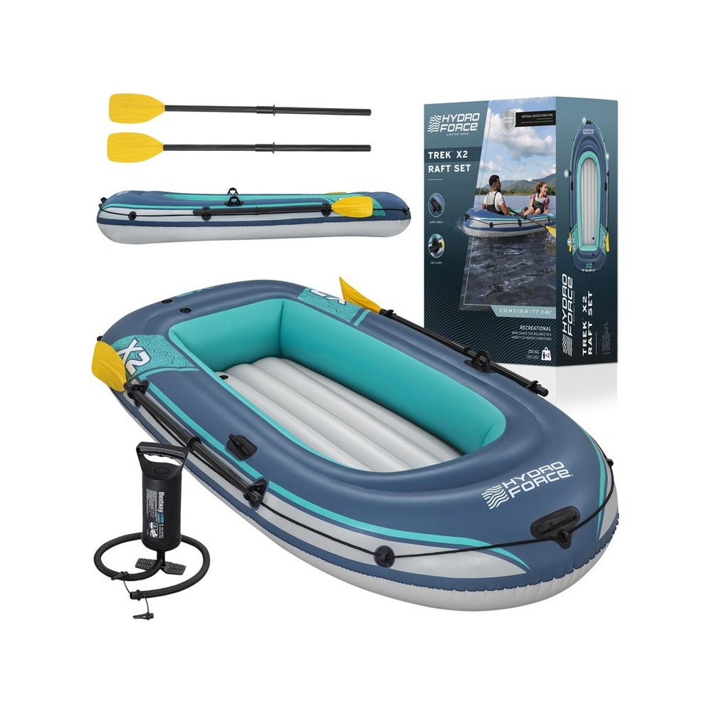 Bestway Nafukovací Čln TREK X2 Raftingová sada, nosnosť 250 kg, 232x118 cm + veslá a pumpa
