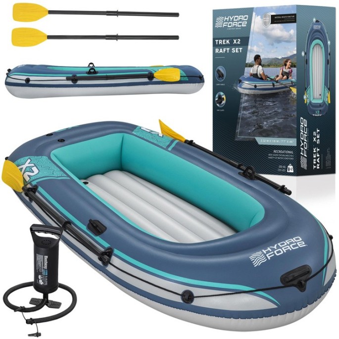 Bestway Nafukovací Čln TREK X2 Raftingová sada, nosnosť 250 kg, 232x118 cm + veslá a pumpa