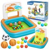 Bestway Suchý bazén s loptičkami a basketbalovým košom + futbalová bránka 3v1 120x107cm KICK ’N SWISH