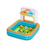 Bestway Suchý bazén s loptičkami a basketbalovým košom + futbalová bránka 3v1 120x107cm KICK ’N SWISH