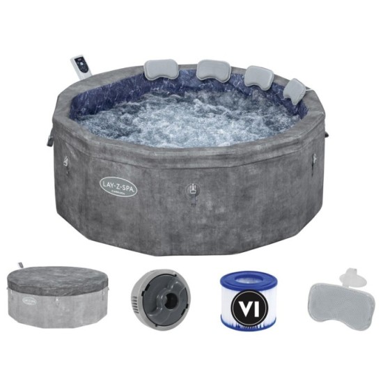 Bestway 6001V Vírivka Lay-Z-Spa Carrara SMART Air Jet Jacuzzi s WIFI aplikáciou, pre 6 osôb + 5 vankúšov, priemer 170cm