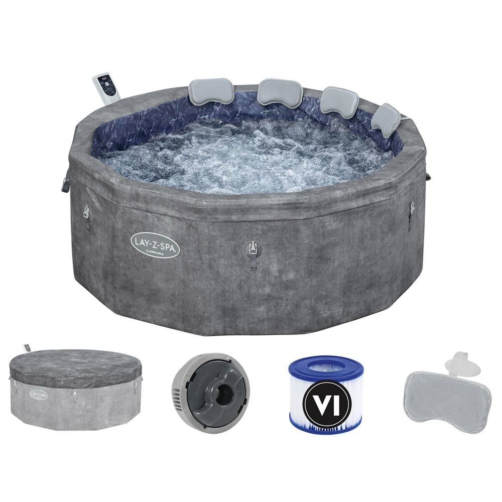 Bestway 6001V Vírivka Lay-Z-Spa Carrara SMART Air Jet Jacuzzi s WIFI aplikáciou, pre 6 osôb + 5 vankúšov, priemer 170cm