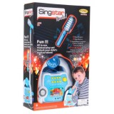 JOKO Sada Kombo Detský karaoke set s DISKO Guľou + nastaviteľný Retro mikrofón na stojane, modrý