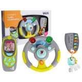 KAICHI Interaktívna sada Detský mobil, volant, kľúče na batérie so sveltom a zvukom 3v1
