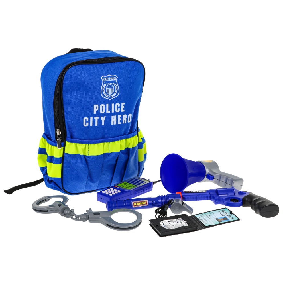 JOKO Kostým malého Policajta s batohom, vysielačkou, megafónom a baterkou + zvuk + svetlom