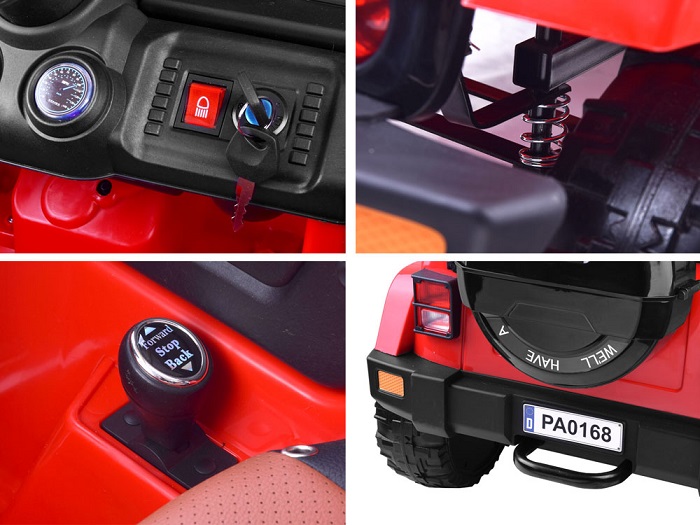 JOKO Elektrické autíčko JEEP 4x4 Terénny, penové kolesá, kožené sedadlo, USB, MP3, diaľkové ovládanie, čierne