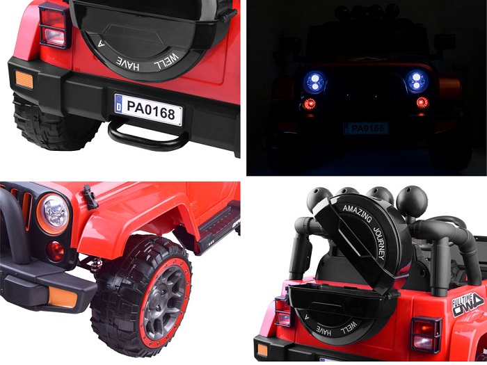 JOKO Elektrické autíčko JEEP 4x4 Terénny, penové kolesá, kožené sedadlo, USB, MP3, diaľkové ovládanie, čierne