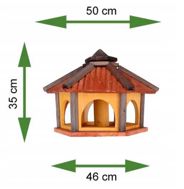 MKSTOR Drevené kŕmitko pre vtáky 50x35x46cm, vtáčia búdka so zásoníkom jedla, tik