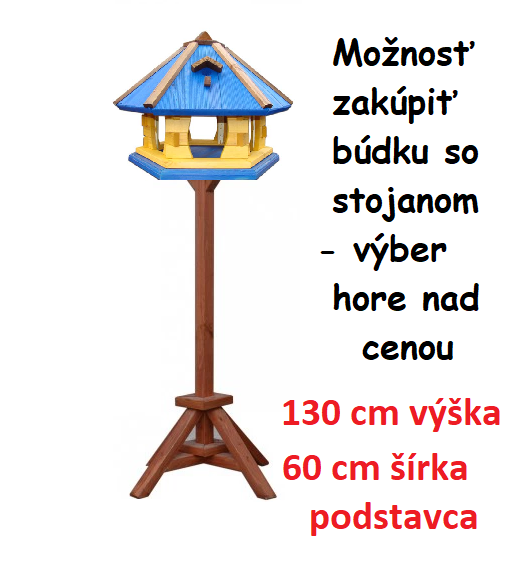 MKSTOR Drevené kŕmitko pre vtáky 50x35x46cm, vtáčia búdka so zásoníkom jedla, tik