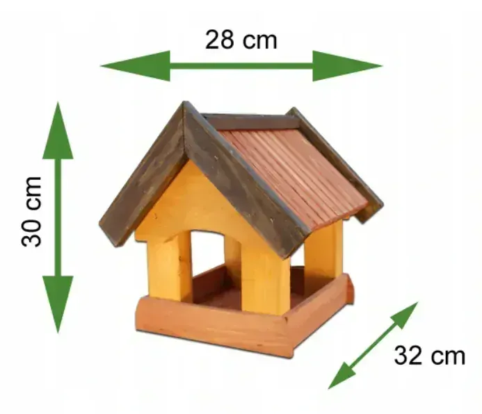 MKSTOR Drevené kŕmitko pre vtáky 32cmx30cmx28cm, vtáčia búdka, sivá