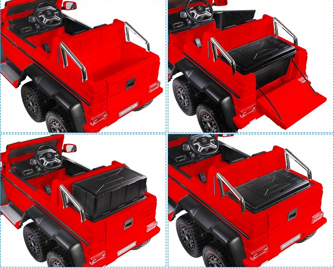 JOKO Elektrické autíčko Mercedes Benz AMG G63 6x6, nosnosť 110kg, pedál pre rodiča, penové kolesá, MP3, kožené sedadlo, červené