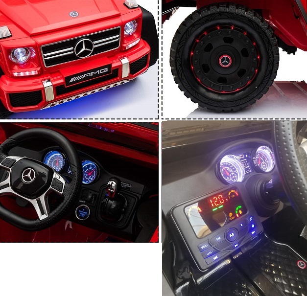 JOKO Elektrické autíčko Mercedes Benz AMG G63 6x6, nosnosť 110kg, pedál pre rodiča, penové kolesá, MP3, kožené sedadlo, červené