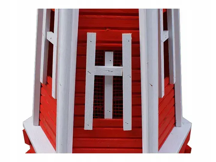 MKSTOR Dekoratívny Solárny drevený maják s LED svetlom do záhrady 110cm, modrý