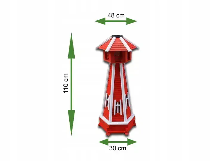 MKSTOR Dekoratívny Solárny drevený maják s LED svetlom do záhrady 110cm, modrý