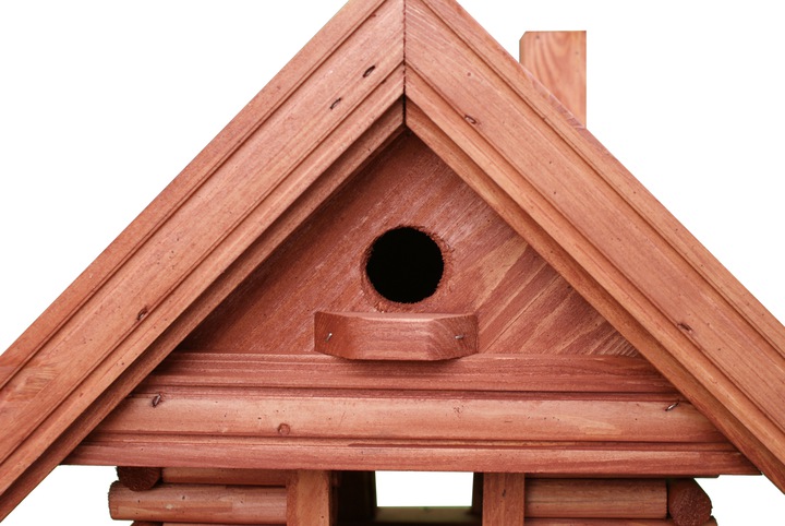 MKSTOR Drevené kŕmitko pre vtáky 48x42x38cm, vtáčia búdka, domček, sivé