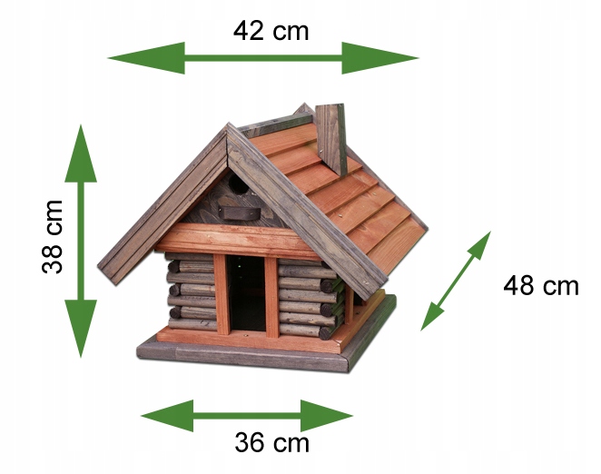 MKSTOR Drevené kŕmitko pre vtáky 48x42x38cm, vtáčia búdka, domček, palisander + stojan na jednej nohe NB50
