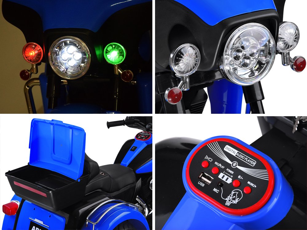 JOKO Veľká Elektrická Motorka Chopper 118cm, penové kolesá, kožené sedadlo, červená