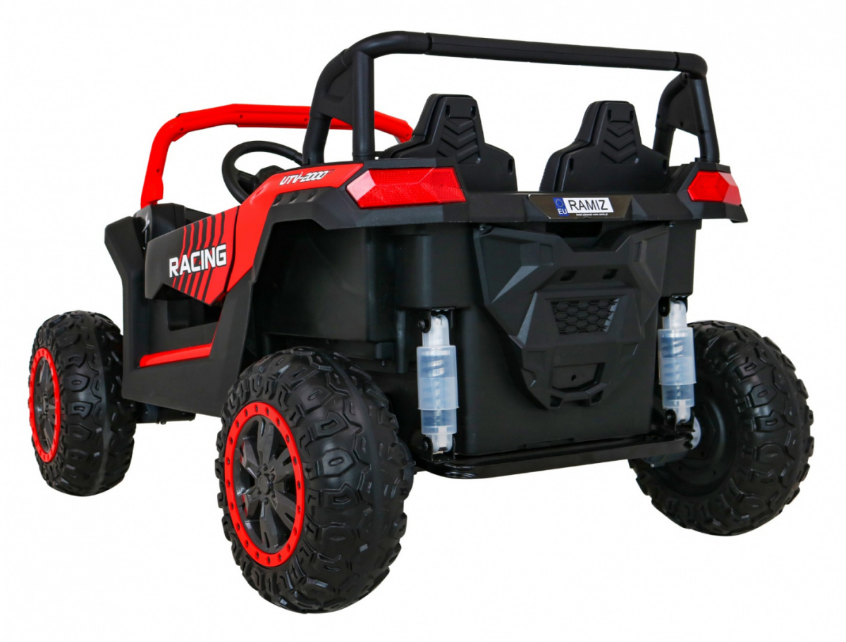 JOKO Elektrické autíčko Buggy ATV STRONG Racing 180W 24V, nosnosť 100kg, brzdový pedál, Dvojmiestne, nafukovacie kolesá, ružové