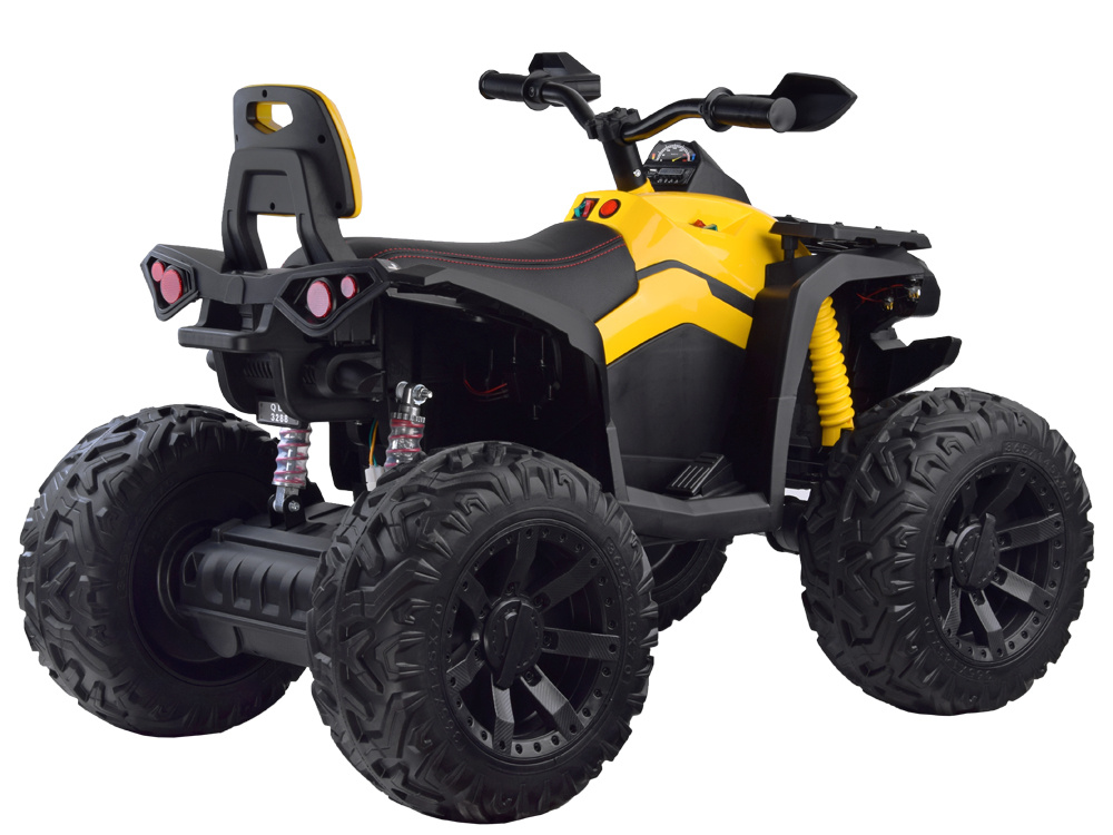 JOKO Elektrická štvorkolka ATV 4x4 s diaľkovým ovládaním, penové kolesá, kožené sedadlo, červená