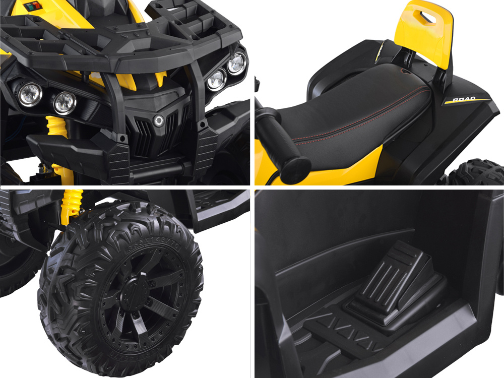 JOKO Elektrická štvorkolka ATV 4x4 s diaľkovým ovládaním, penové kolesá, kožené sedadlo, červená