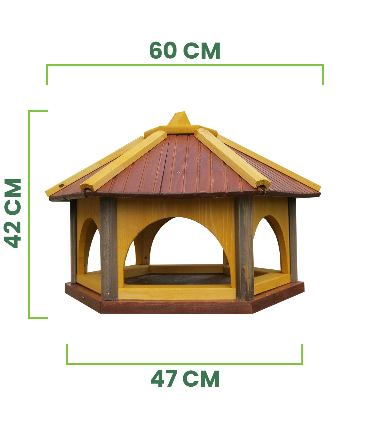 MKSTOR Drevené kŕmitko pre vtáky 50x45x40cm + SOLÁRNE Led Svetlo, vtáčia búdka, červená