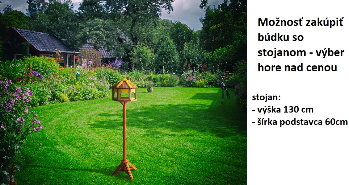 MKSTOR Drevené kŕmitko pre vtáky 50x45x40cm + SOLÁRNE Led Svetlo, vtáčia búdka, červená