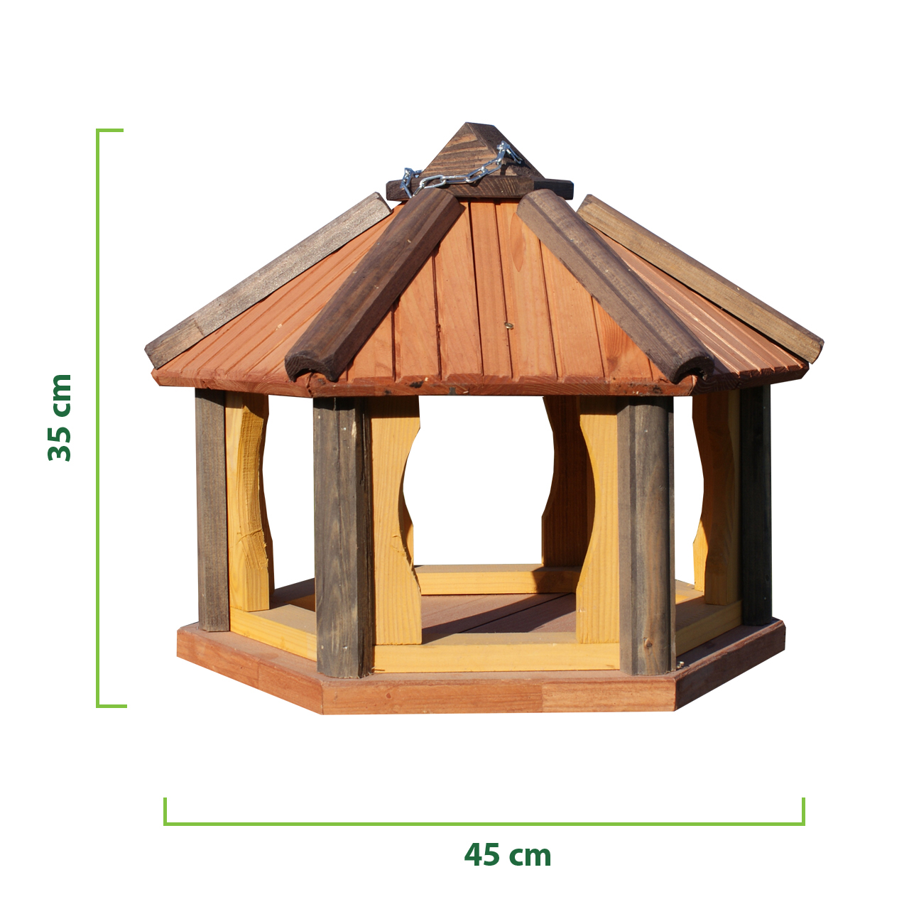 MKSTOR Drevené kŕmitko pre vtáky 45cmx35, vtáčia búdka, sivá