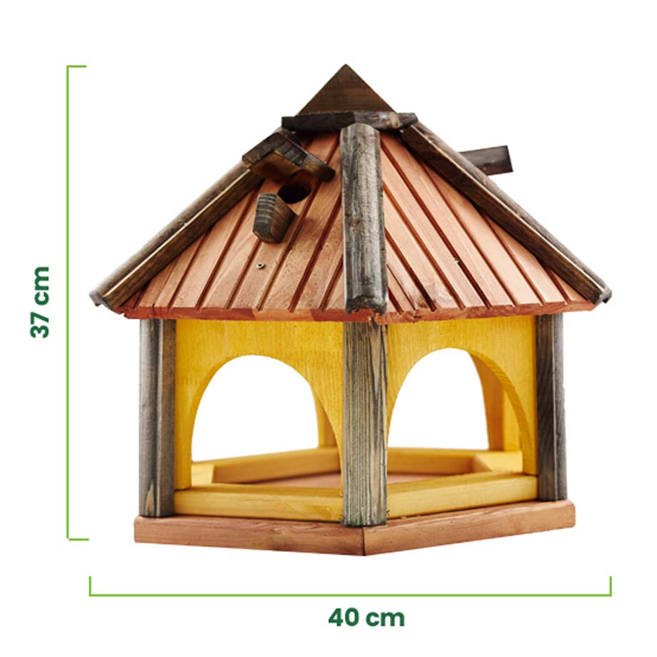 MKSTOR Drevené kŕmitko pre vtáky 45x40x37cm, vtáčia búdka, červená