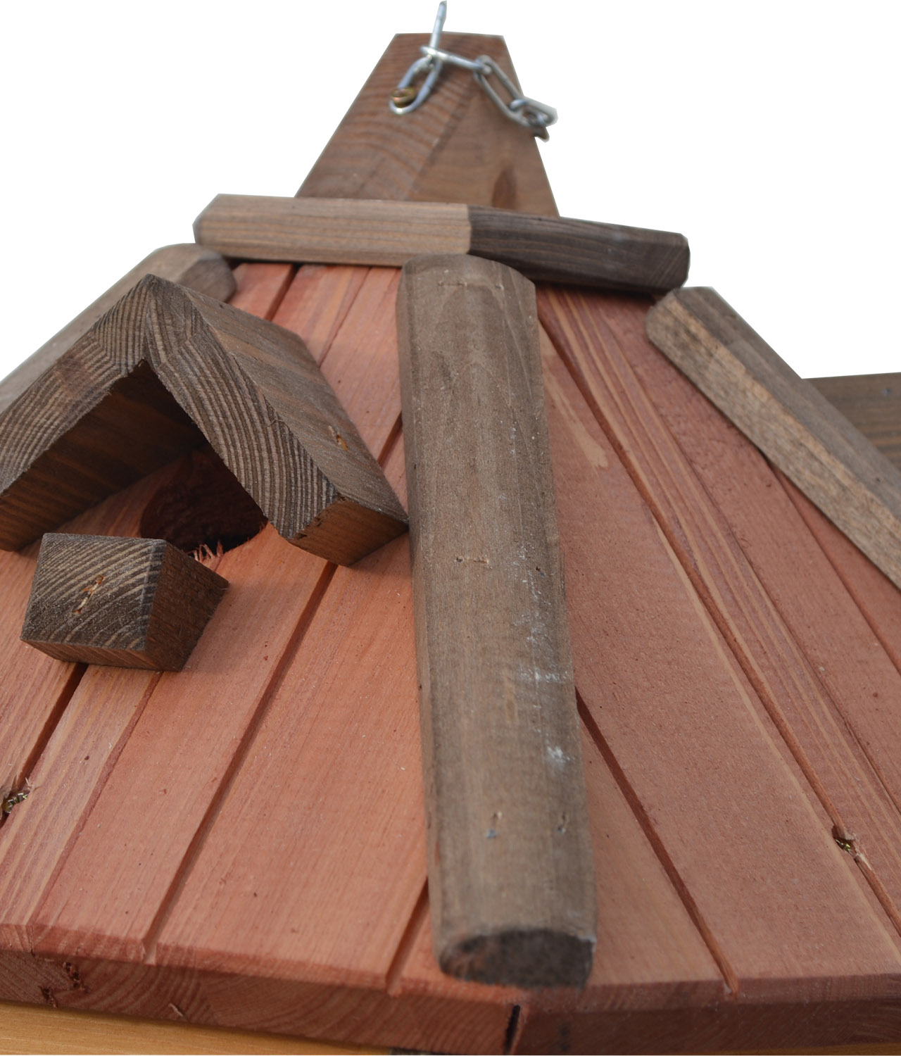 MKSTOR Drevené kŕmitko pre vtáky 62cmx52x45cm, vtáčia búdka, hnedá