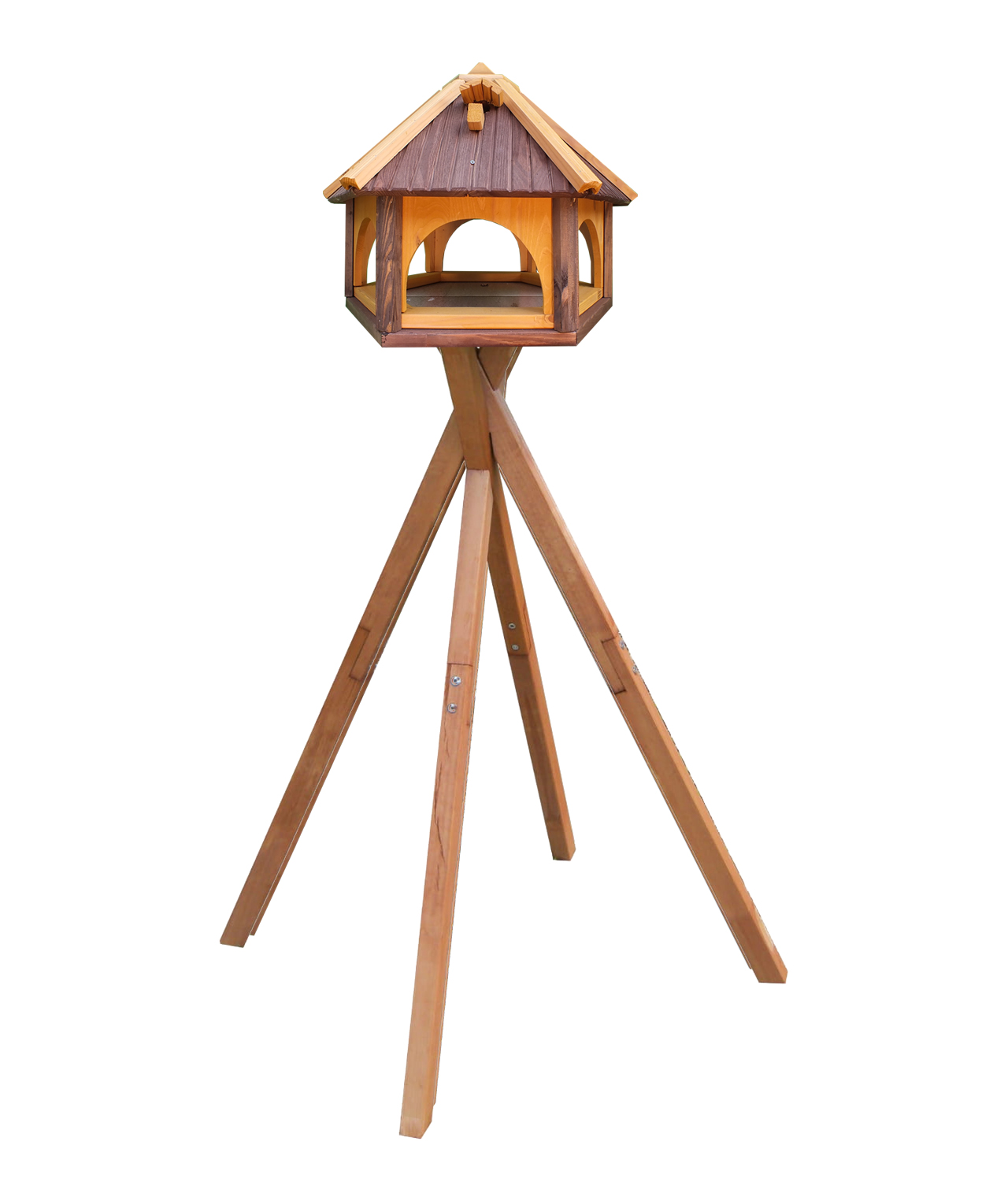 MKSTOR Drevené kŕmitko pre vtáky 62cmx52x45cm, vtáčia búdka, hnedá