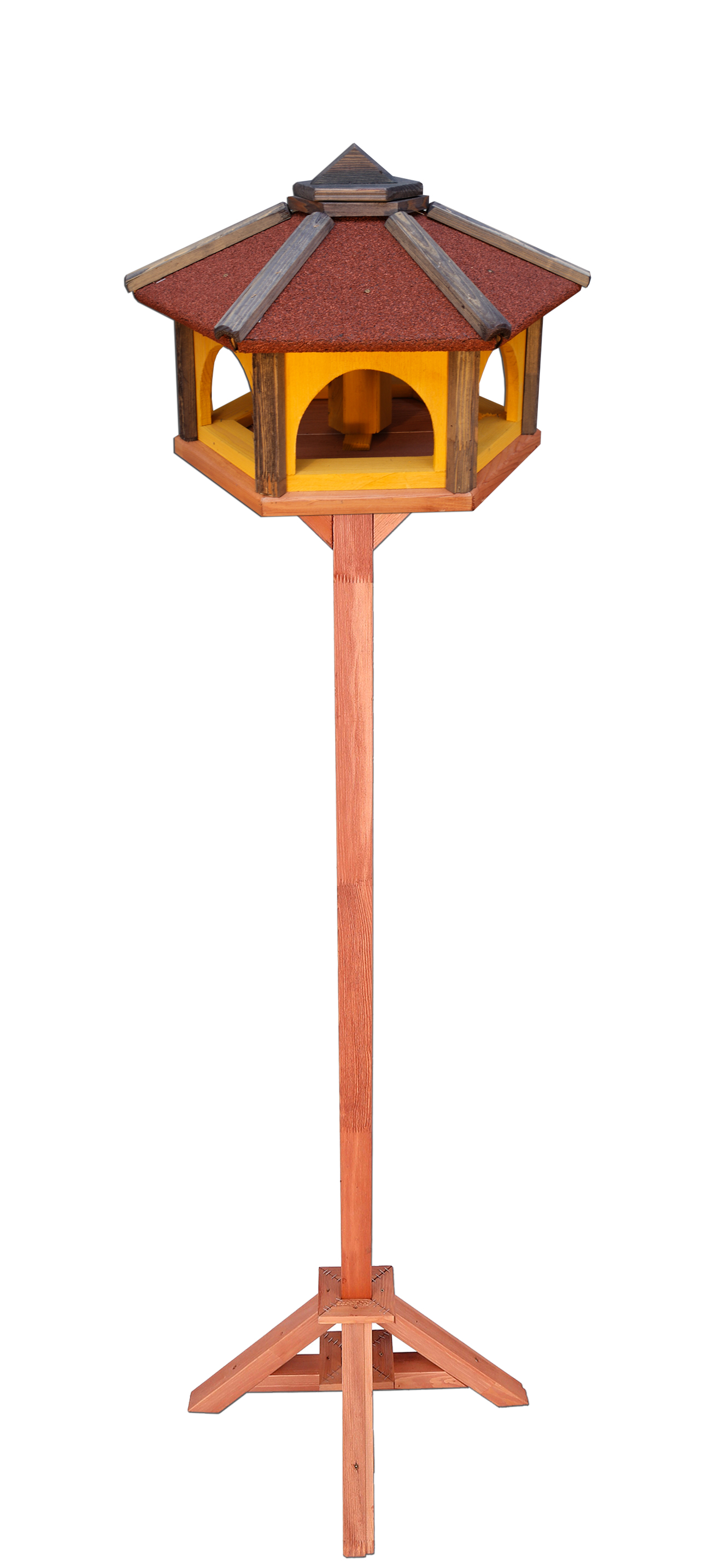 MKSTOR Drevené kŕmitko pre vtáky 50x35x46cm s Asfaltovou Lepenkou na streche, vtáčia búdka so zásobníkom jedla, sivá strecha