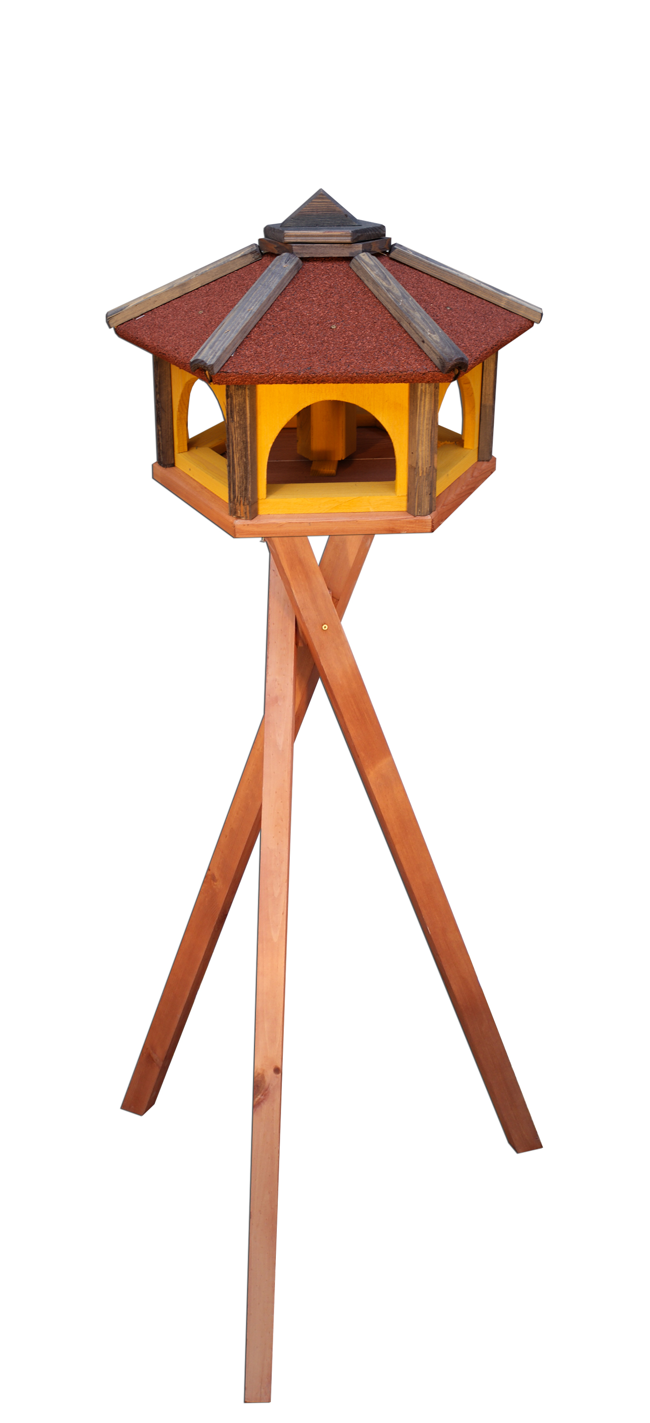 MKSTOR Drevené kŕmitko pre vtáky 50x35x46cm s Asfaltovou Lepenkou na streche, vtáčia búdka so zásobníkom jedla, sivá strecha