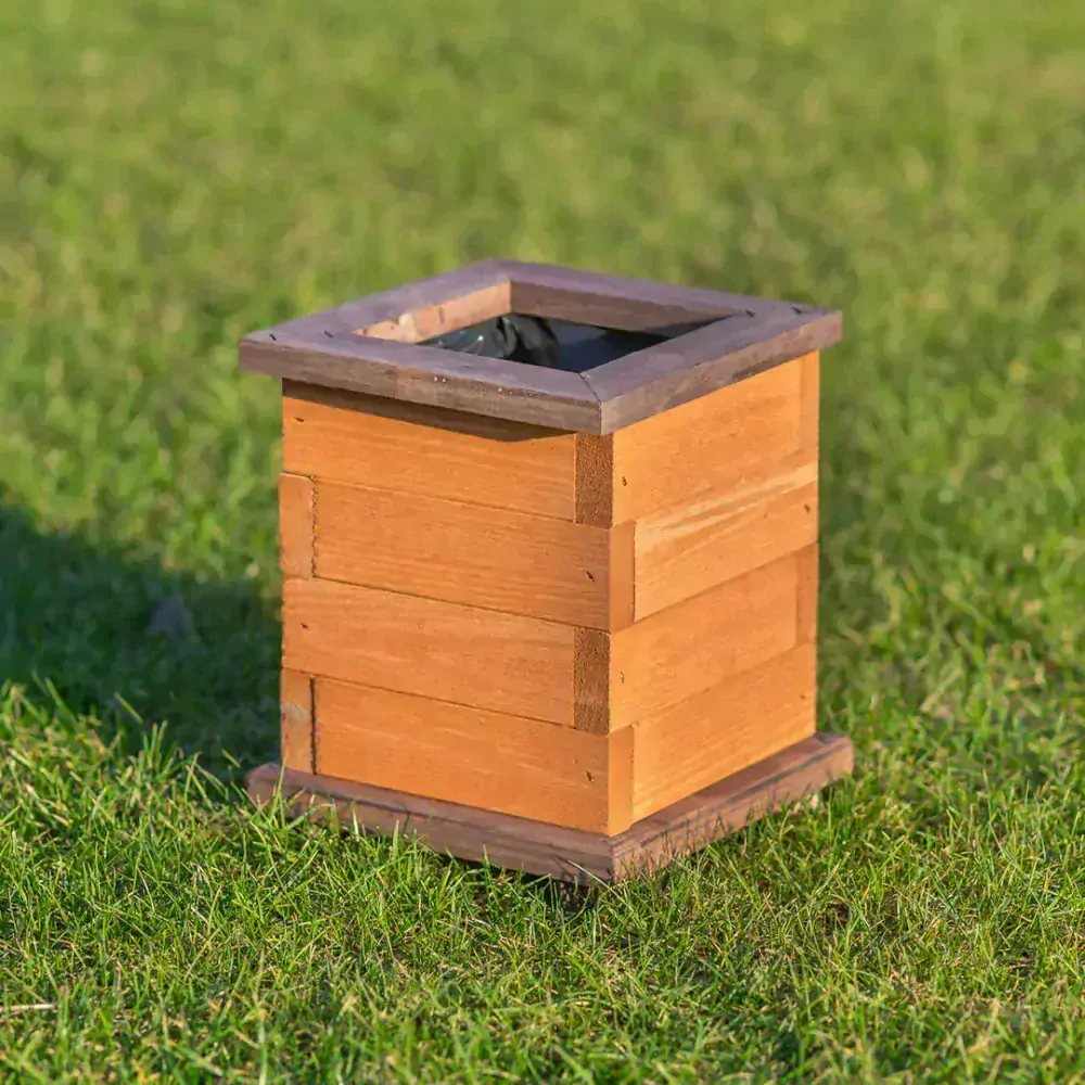 MKSTOR Drevený Záhradný Kvetináč Štvorec z Masívu 33x29x29cm, DK22