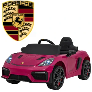 JOKO Elektrické autíčko Porsche Spyder RS 718, Displej MP4, Kožené sedadlo, penové kolesá, FM rádio, ružové