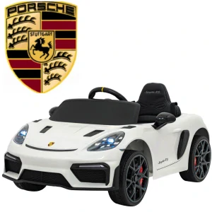 JOKO Elektrické autíčko Porsche Spyder RS 718, Kožené sedadlo, penové kolesá, FM rádio, Lakované, biele