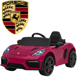 JOKO Elektrické autíčko Porsche Spyder RS 718, Kožené sedadlo, penové kolesá, FM rádio, Lakované, ružové