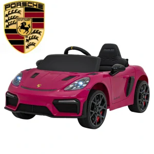 JOKO Elektrické autíčko Porsche Spyder RS 718, Kožené sedadlo, penové kolesá, FM rádio, ružové