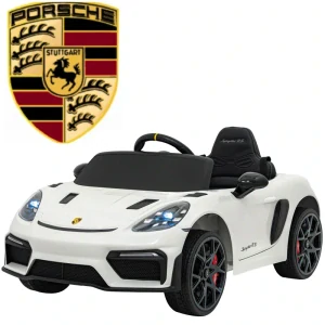 JOKO Elektrické autíčko Porsche Spyder RS 718, Kožené sedadlo, penové kolesá, FM rádio, biele